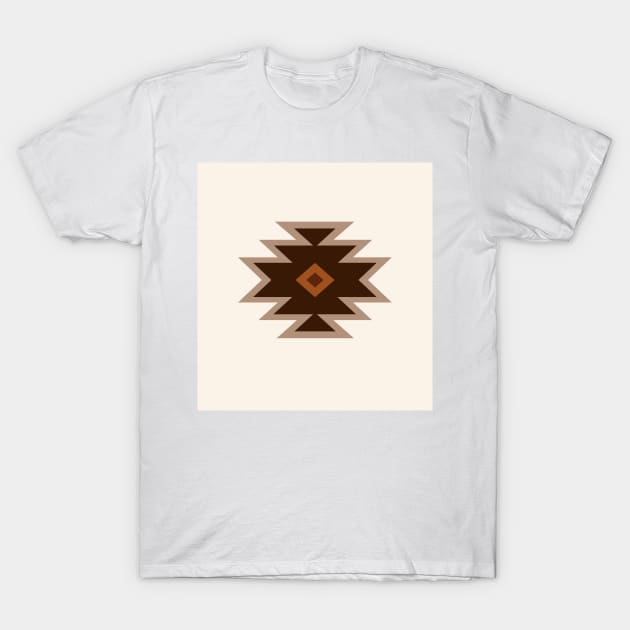 Aztec Single Motif Art Browns Rust Cream T-Shirt by NataliePaskell